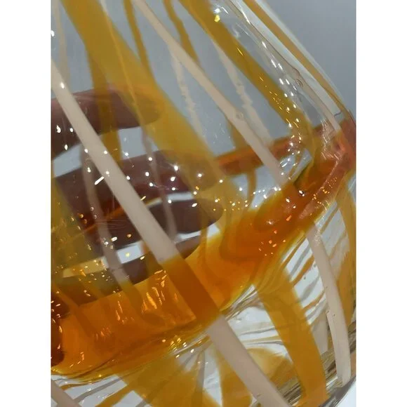 Anthropologie Blow Art Glass Orange Swirl Vase Retro - Picture 6 of 8